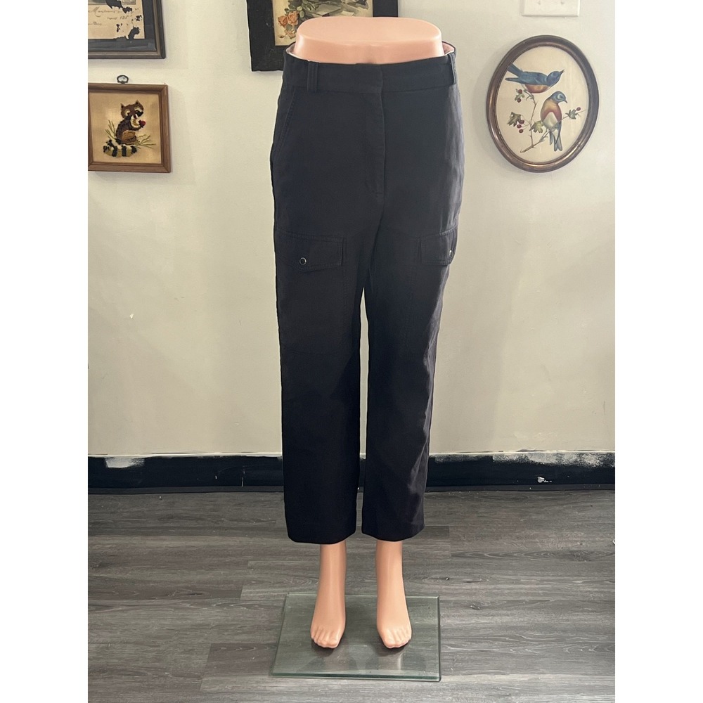 Sandro Paris Black Cargo Pants Straight Leg Pockets Size 36
